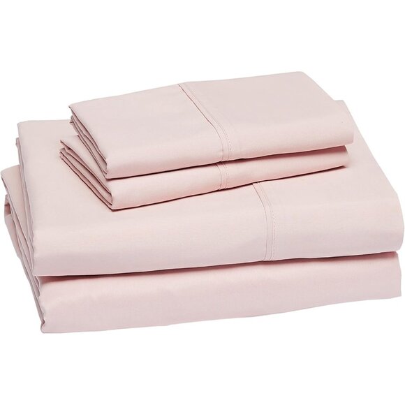 AmazonBasics Full Microfiber 4-Piece Sheet Set 14" Deep Pockets Blush Pink Solid - Picture 2 of 8